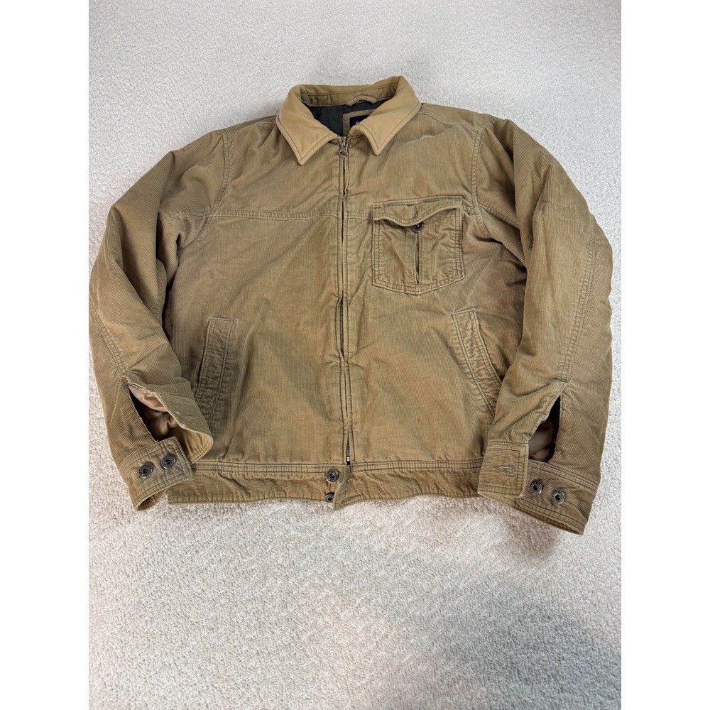 GAP Mens Corduroy Quilted Lined Full Zip Bomber Jacket Pockets Beige‎ Medium